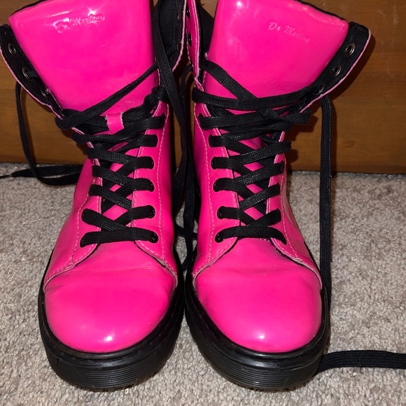 Dr. Martens Shoes - Dr martens lace up hot pink boots size 9